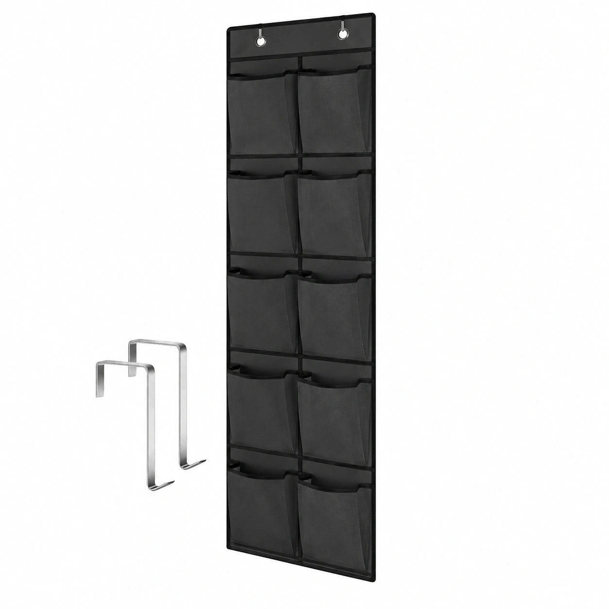 Schuhtaschen Tür-Organizer, platzsparender Hänge-Schuhregal mit 14 Fächern, inklusive Haken, ideal für Kleiderschrank, Schlafzimmer und Bad, Schwarz