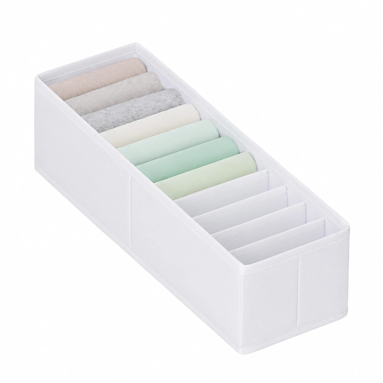 ROW&LINE® – Robuster Organizer für Babysachen & Kleidung – 11 hohe Fächer – Passend für Wickeltisch & Schubladen – Weiß, Größe: 2x XS