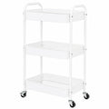 Multifunktionaler Metall-Rollwagen mit 3 Ebenen, ideal für Büro, Küche und Bad, einfache Montage, Weiß
