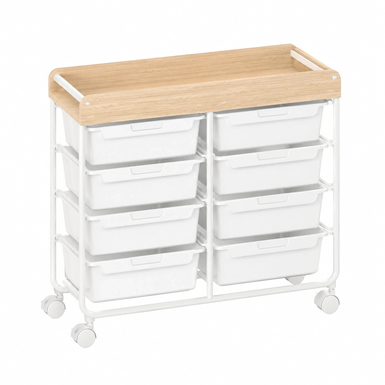 KINGRACK Mobilcontainer mit 10 Schubladen für Büro, Kunst und Schule, Weiß