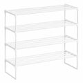 SONGMICS Stapelbares Schuhregal aus Metall, 4 Ebenen, für 20-25 Paar Schuhe, vielseitiger Schuh-Organizer, perlweiß, 30 x 92 x 72 cm