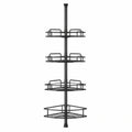 HAMITOR Duscheckenregal Teleskop, Bohrenfrei, 4 Ebenen verstellbar, Rutschfest und Stabil, 121-314 cm, Schwarz