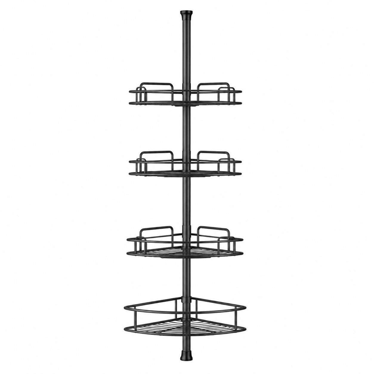 HAMITOR Duscheckenregal Teleskop, Bohrenfrei, 4 Ebenen verstellbar, Rutschfest und Stabil, 121-314 cm, Schwarz