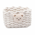 2er Set Aufbewahrungskörbe aus Baumwolle, gestrickt mit Bärenmotiv, ideal für Babyzimmer und Wohnzimmer, weiß