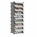 Modulares Schuhregal mit Türen, 10 Ebenen, DIY-Aufbewahrungssystem aus Kunststoff, grau