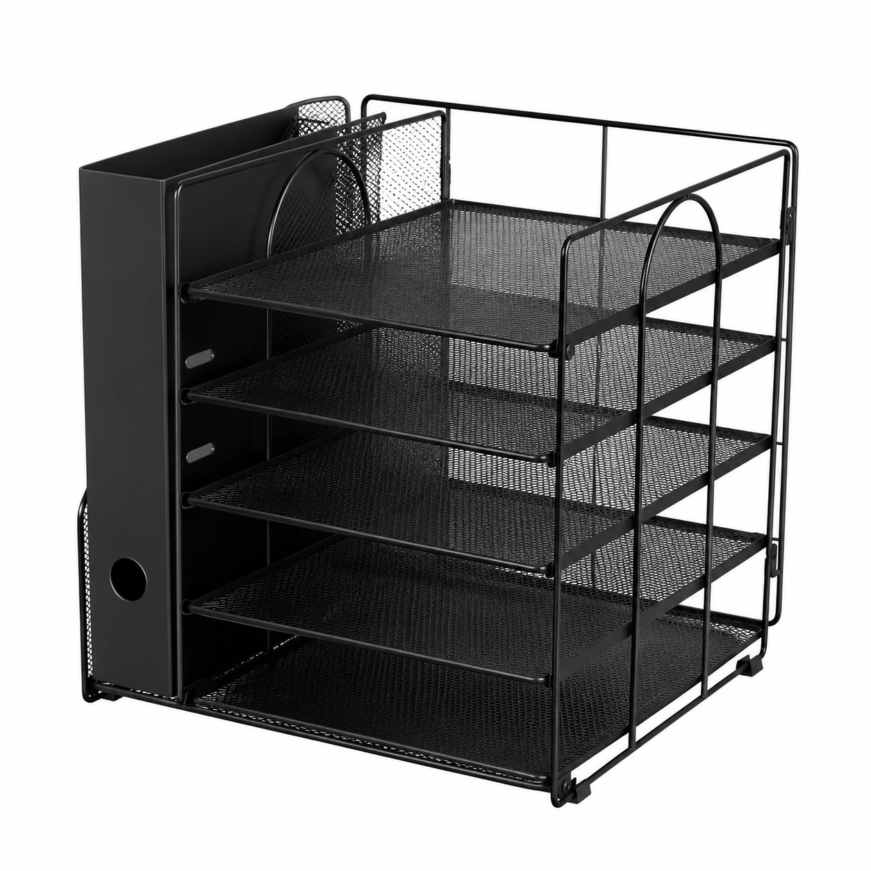 Voency Büro Organizer aus Metall, 5-stufiges Briefablage-System für Dokumente, ideal für Arbeitszimmer und Büro, Schwarz