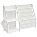 Kinder-Bücherregal mit Tasche, 75 cm, ideal für Spielzimmer, weiß