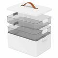 CTIME Medizinbox mit 3 Ebenen - Tragbar und stilvoll mit Lederriemen, perfekt für Zuhause und unterwegs