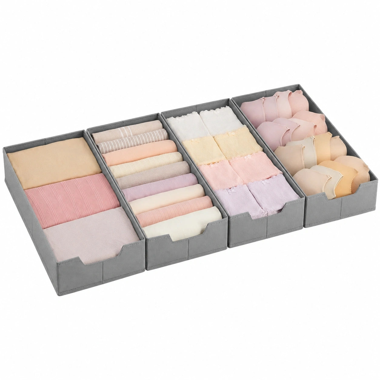 SONGMICS Faltbare Unterwäsche-Organizer für IKEA PAX, 4-teiliges Set in Taubengrau, 50 x 22 x 10 cm, ideal für Socken