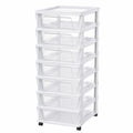 Iris Ohyama Rollcontainer mit 8 Schubladen, Leichtlauf Rollen, Weiß, BPA-frei, Ideal für Bad und Zimmer