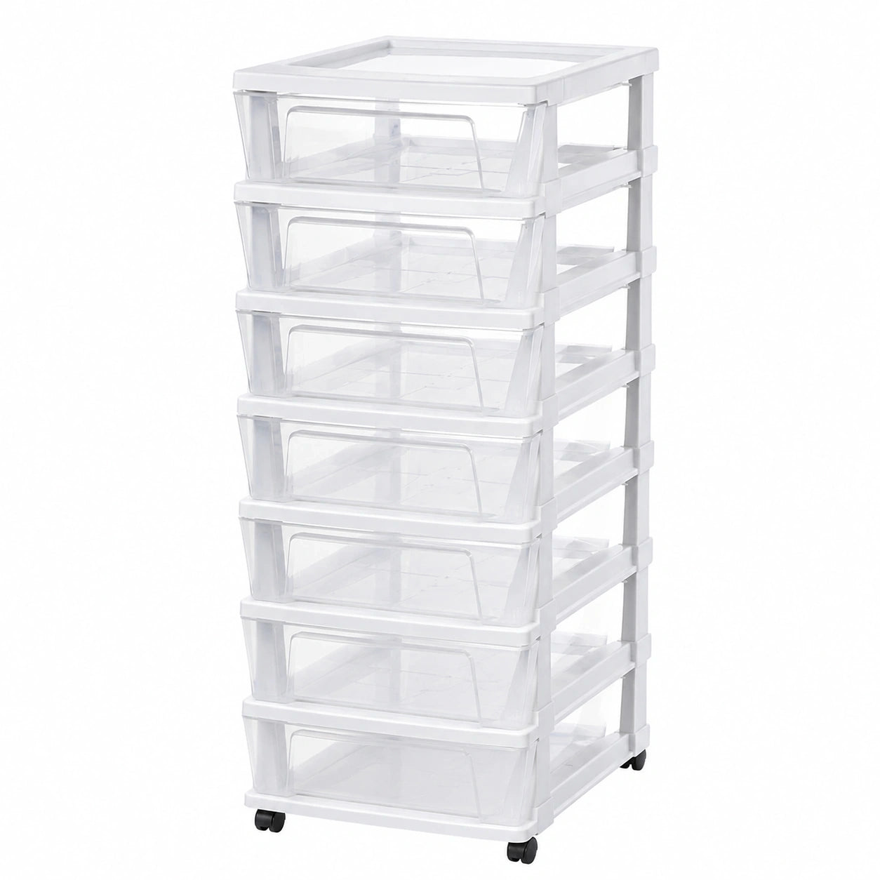 Iris Ohyama Rollcontainer mit 8 Schubladen, Leichtlauf Rollen, Weiß, BPA-frei, Ideal für Bad und Zimmer