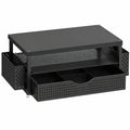 Ergonomischer Monitorständer aus Holz mit Schublade und Stifthalter, 2 Ebenen, Schreibtischorganizer in Schwarz
