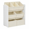 SONGMICS Spielzeug- und Bücherregal für Kinder, mit 7 Vliesstoff-Boxen, Kinderzimmer Regal, 29,5 x 62,5 x 60 cm, Wolkenweiß
