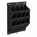Hängende Schuhaufbewahrung mit 12 Taschen, Türschuhregal inkl. Metall- und Klebehaken, ideal für Schlafzimmer und Wohnmobil, Schwarz