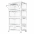 Stapellbare Aufbewahrungsboxen mit Deckel, 4 Ebenen, 23L Transparent, Große Organizer für Haushalt