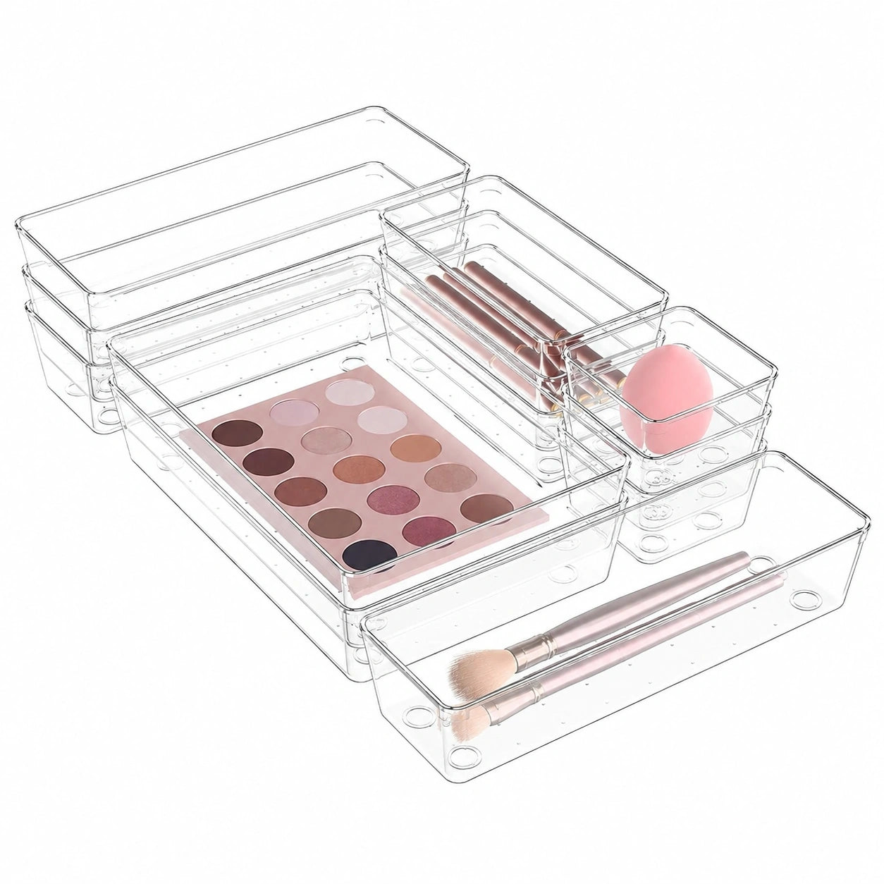 Radikor Schubladen-Organizer Set, 12-teilig, in vier Größen für Schminktisch, Büro und Küche