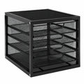 Metall Schubladenbox mit 4 Fächern für A4-Dokumente, Schreibtisch Organizer, Schwarz