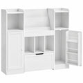 FOREHILL Kinder-Regal mit Rollen, Bücherschrank & Schublade, Spielzeug-Organizer mit Aufbewahrungsbox, Weiß, 140x108x30 cm