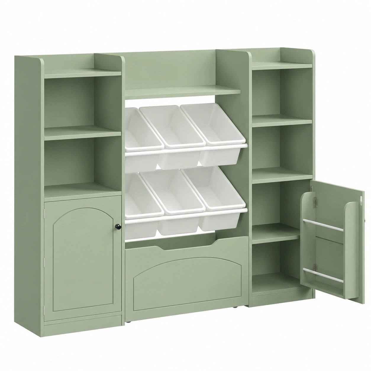 FOREHILL Kindermöbel Set: Regal mit 6 Boxen und Bücherregal aus Holz