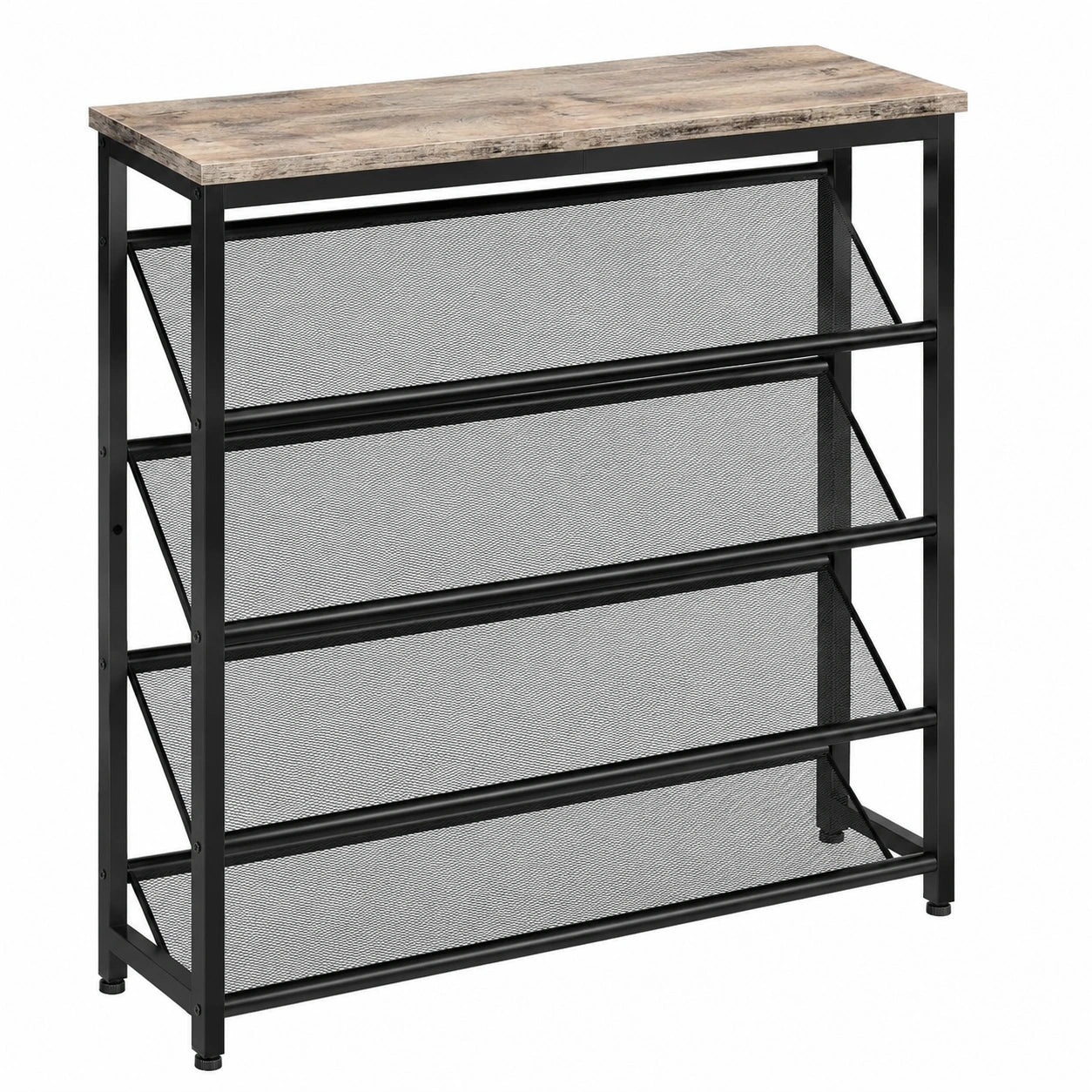 CHOEZON Schuhregal, 5 Ebenen, schmaler Schuhschrank, platzsparende Schuhaufbewahrung für Flur und Garderobe, Greige/Schwarz