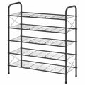 Stabiles 5-Ebenen-Schuhregal im Netzdesign für Flur und Schrank, platzsparende Schuhaufbewahrung, schwarz