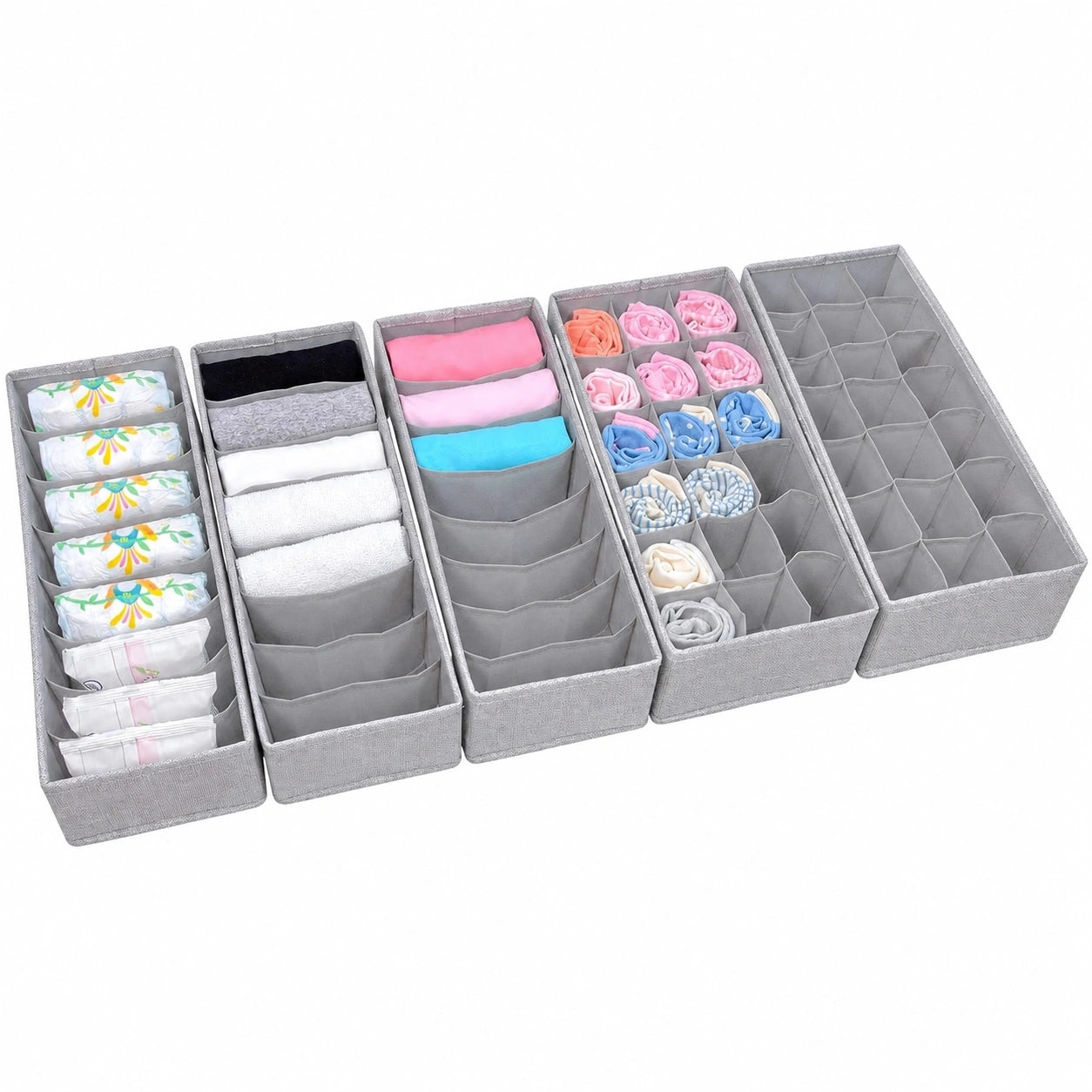 SIMPLE JOY® HEMNES Aufbewahrungssystem, Zertifiziert, Original; Stabiler Boden; Schubladeneinsatz für Wickelzubehör und Kleidung, 5-teiliges Set, kompatibel mit IKEA Kommode